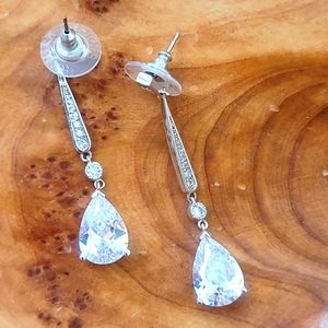 Silver Crystal Drop Earrings
